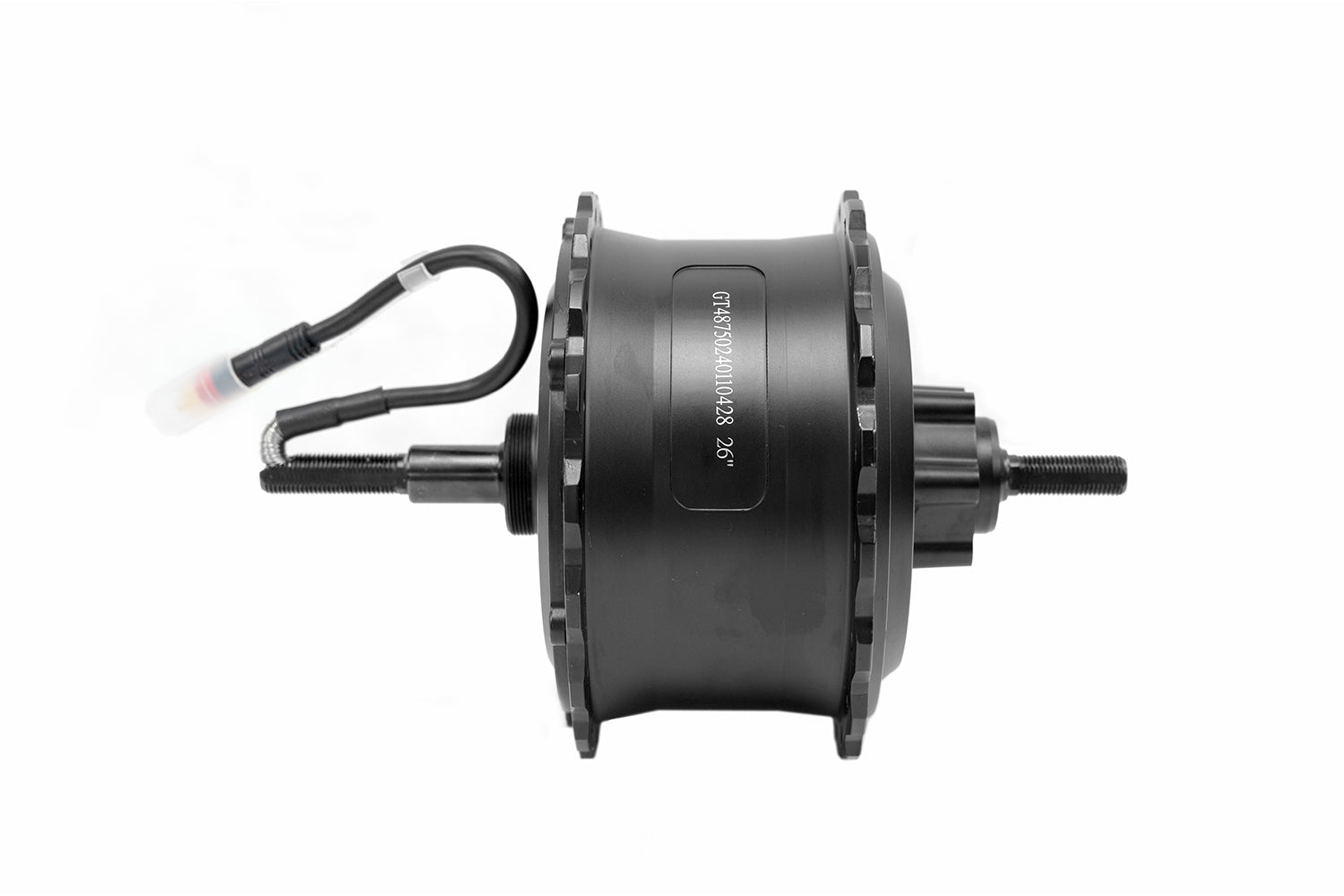 Front view of the high torque 750W motor in Duotts S26, F26 and N26 models for all-terrain performance.